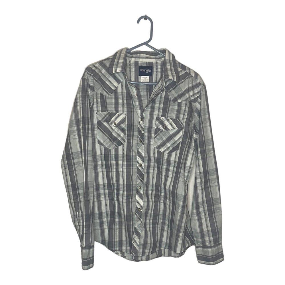Wrangler Woman's Pearl Snaps Plaid Long Sleeve Western Shirt size Large
